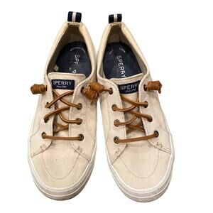 Sperry Women's Crest Vibe Washed Linen Sneakers Size 8